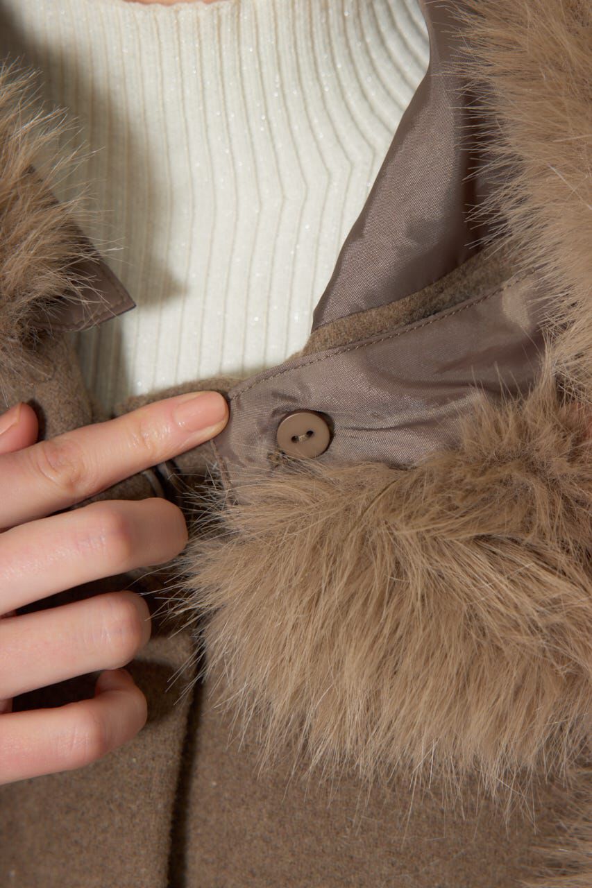 rienda「ウールMIXフードポンチョコート」|その他|