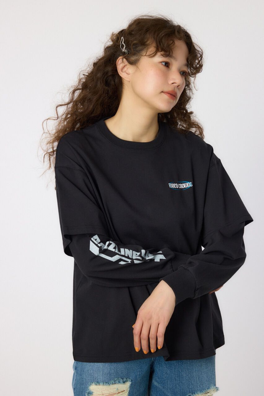 RODEO CROWNS「VintageフェイクレイヤードロングスリーブTシャツ」|Tシャツ・カットソー|BLK