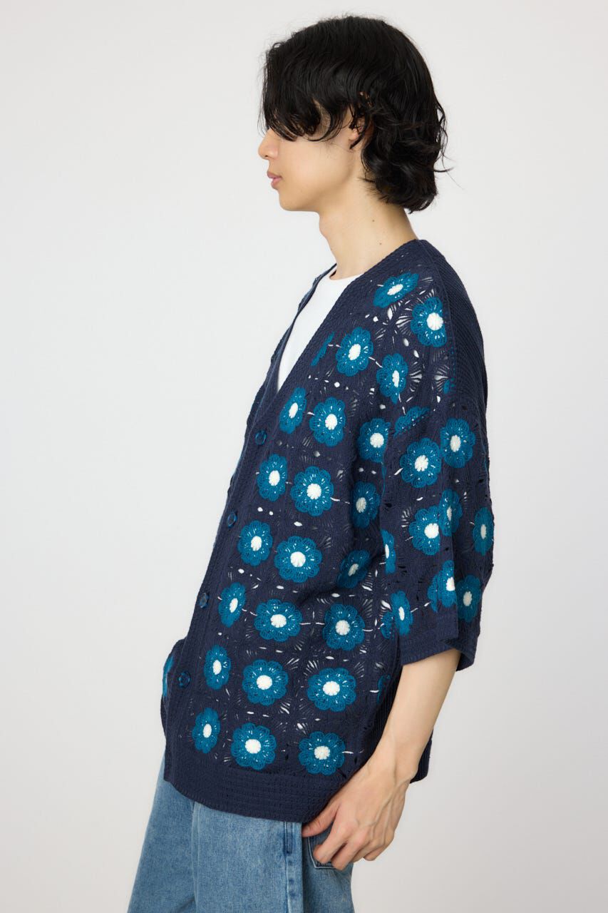 RODEO CROWNS「クロシェフラワー半袖ニットカーディガン」|カーディガン|