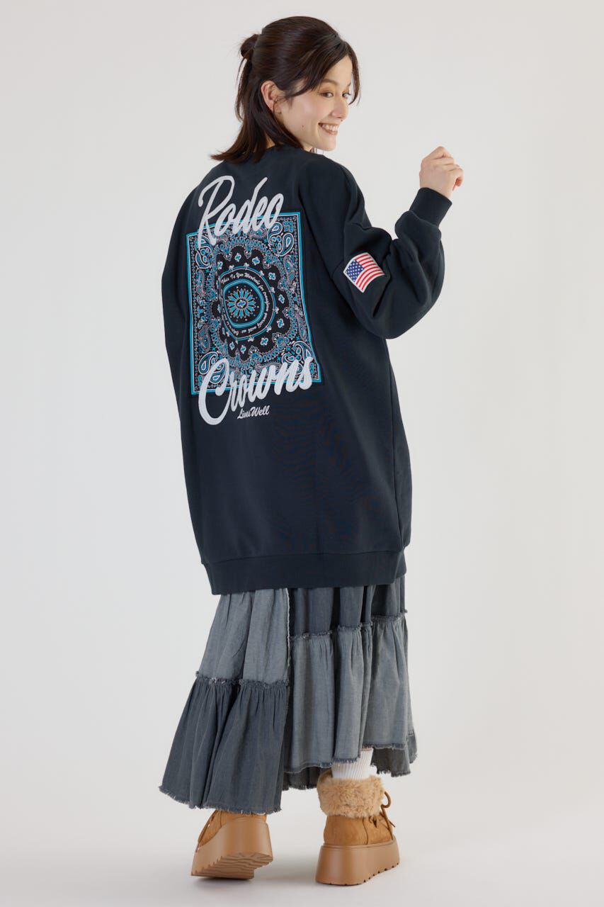 RODEO CROWNS「バンダナパッチスウェットワンピース」|ワンピース|BLK