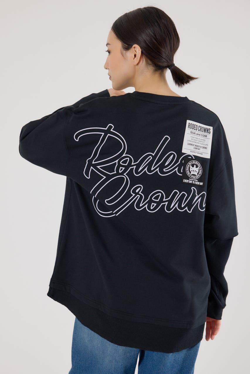RODEO CROWNS「ルーズレイヤードライクスウェットトップス」|Tシャツ・カットソー|BLK
