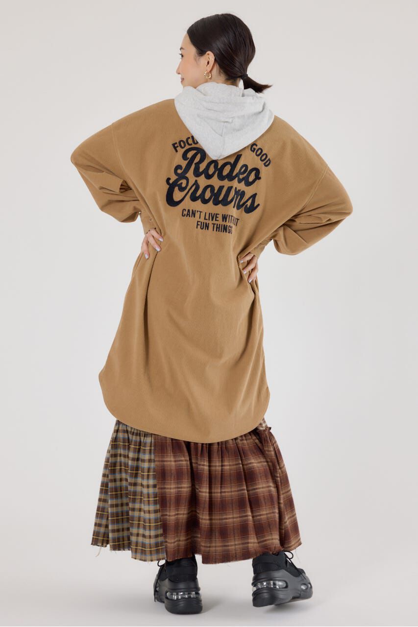 RODEO CROWNS「フード付きコーデュロイシャツワンピース」|ワンピース|