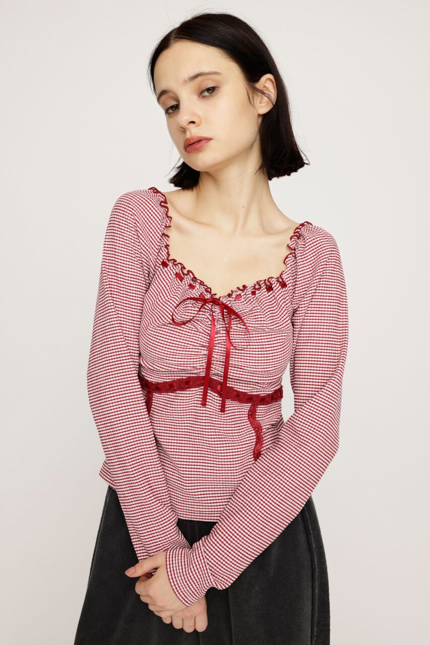 SLY「PLAID RIBBON CUT トップス」|Tシャツ・カットソー|