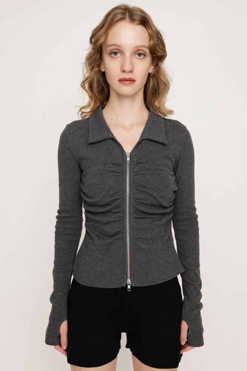 SLY「FRONT GATHER ZIP トップス」|Tシャツ・カットソー|