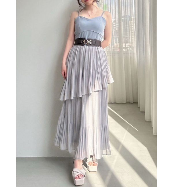 RESEXXY「シフォンプリーツキャミワンピース」|ワンピース|ブルー