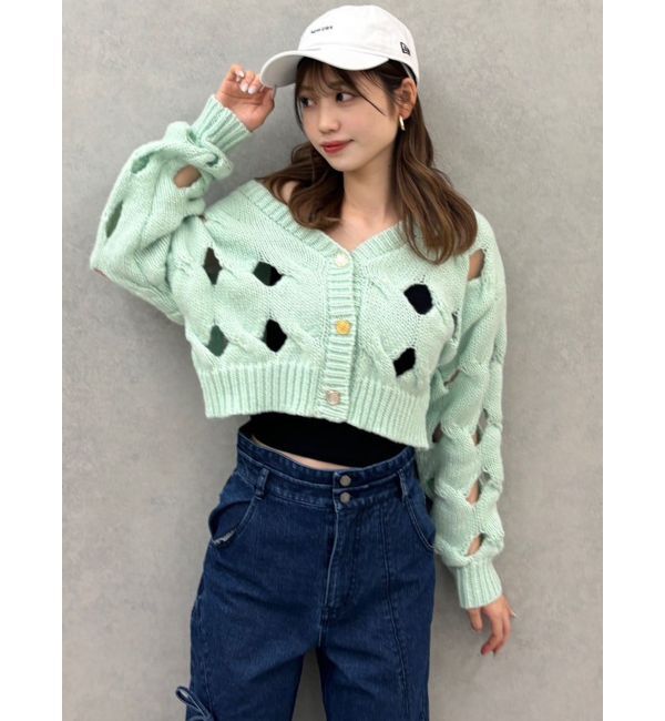 dazzlin「スリットケーブルニットカーディガン」|カーディガン|