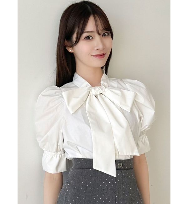 dazzlin「ペプラムタックボウタイブラウス」|シャツ・ブラウス|