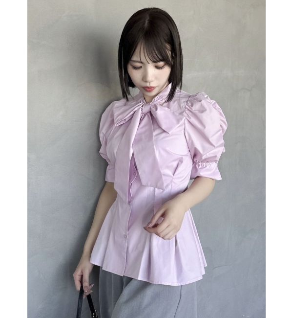dazzlin「ペプラムタックボウタイブラウス」|シャツ・ブラウス|