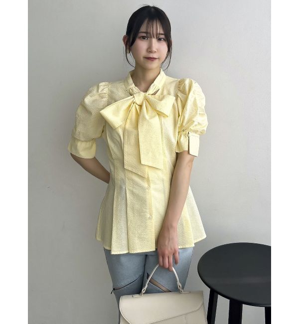 dazzlin「ペプラムタックボウタイブラウス」|シャツ・ブラウス|