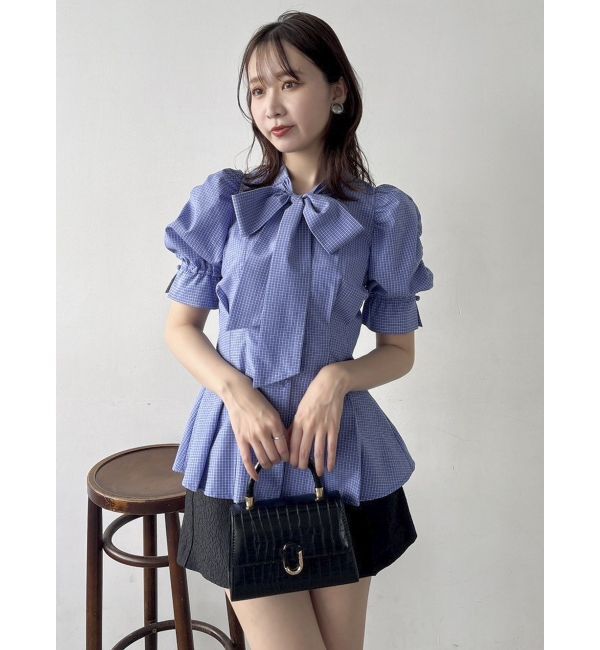 dazzlin「ペプラムタックボウタイブラウス」|シャツ・ブラウス|