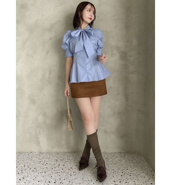 dazzlin「ペプラムタックボウタイブラウス」|シャツ・ブラウス|