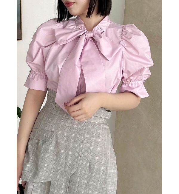 dazzlin「ペプラムタックボウタイブラウス」|シャツ・ブラウス|ピンク