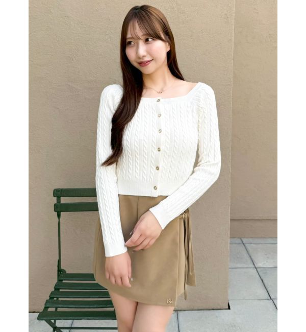 dazzlin「ミニケーブルスクエアニットトップス」|ニット・セーター|アイボリー