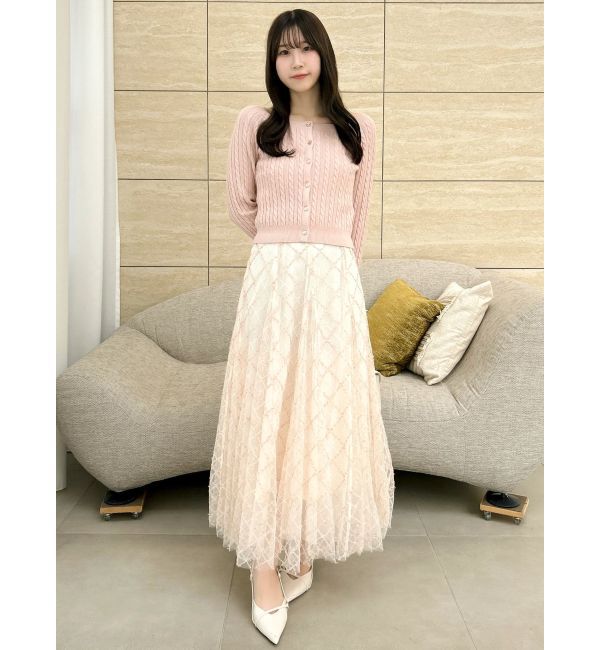 dazzlin「ミニケーブルスクエアニットトップス」|ニット・セーター|