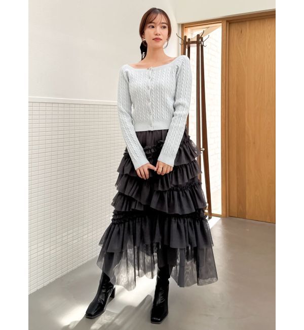 dazzlin「ミニケーブルスクエアニットトップス」|ニット・セーター|