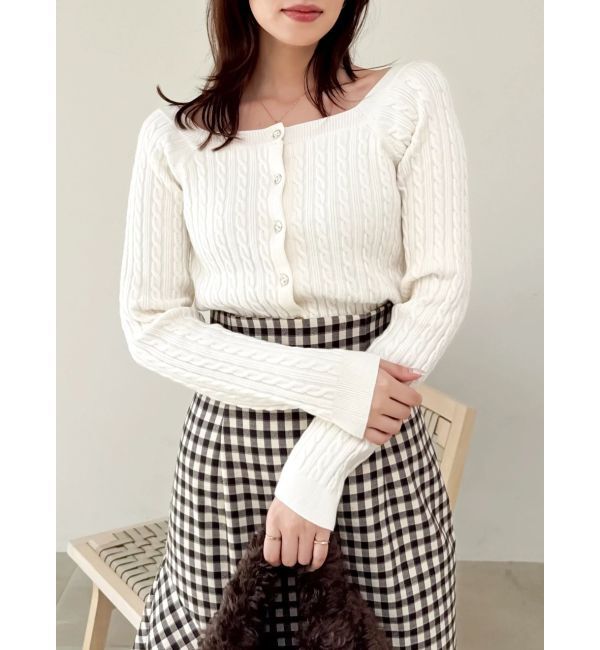 dazzlin「ミニケーブルスクエアニットトップス」|ニット・セーター|
