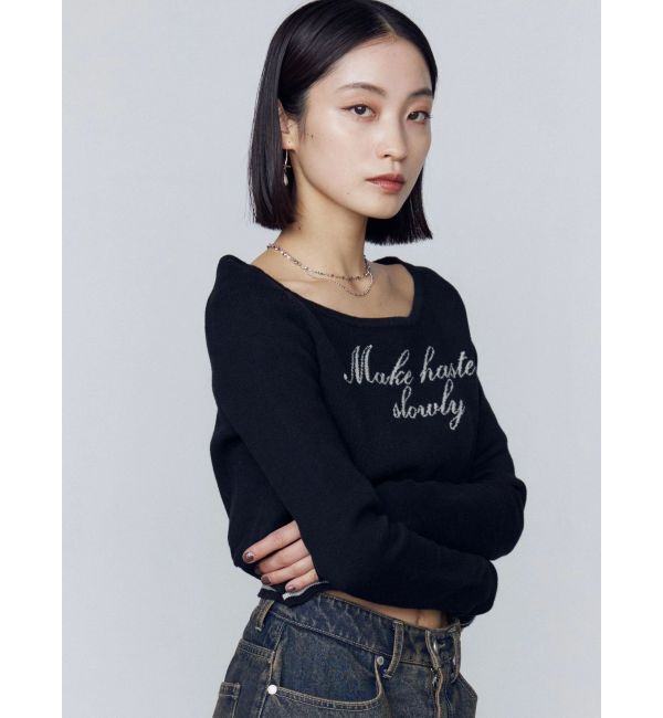 EMODA「フロントロゴクロップニット」|ニット・セーター|