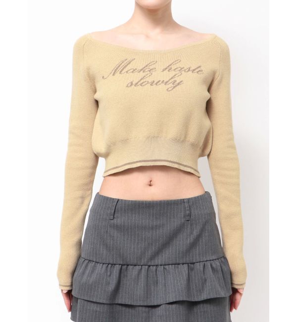 EMODA「フロントロゴクロップニット」|ニット・セーター|ベージュ