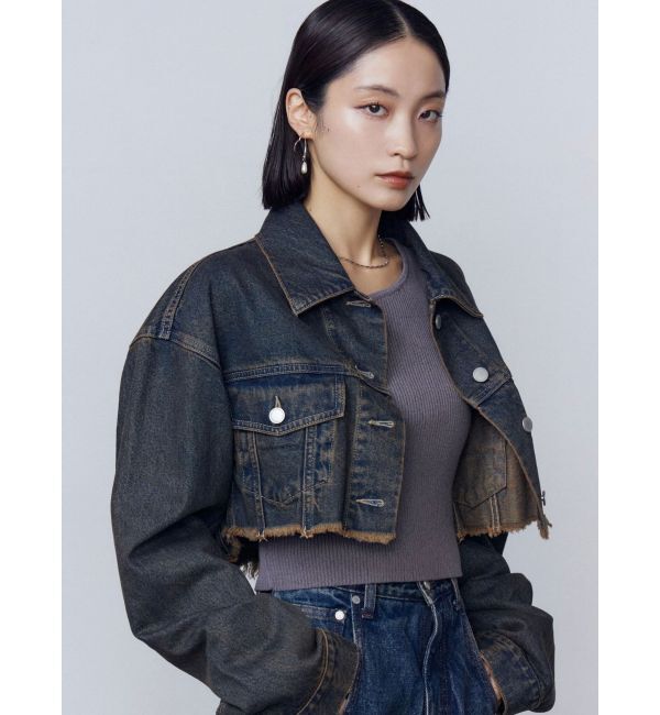 EMODA「ショートデニムブルゾン」|デニムジャケット|