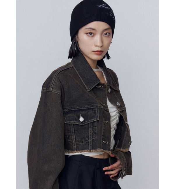EMODA「ショートデニムブルゾン」|デニムジャケット|