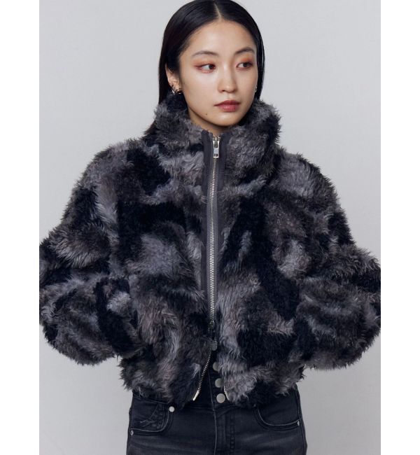 EMODA「シングルミニボアブルゾン」|ブルゾン・スタジャン|ネイビー