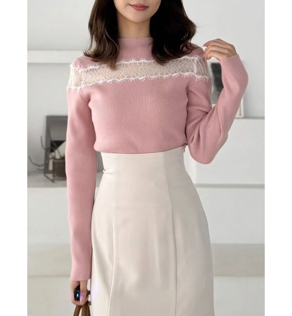 MERCURYDUO「レースカッティングニット」|ニット・セーター|ピンク
