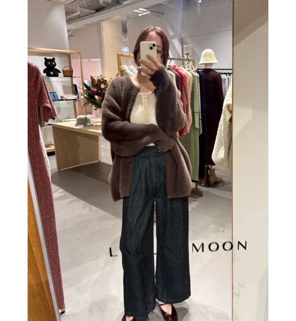 LAGUNAMOON「【REVIVAL】ミニシャギーセッケツニットカーデ」|カーディガン|