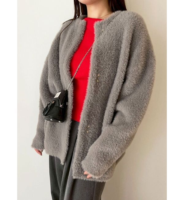 LAGUNAMOON「【REVIVAL】ミニシャギーセッケツニットカーデ」|カーディガン|