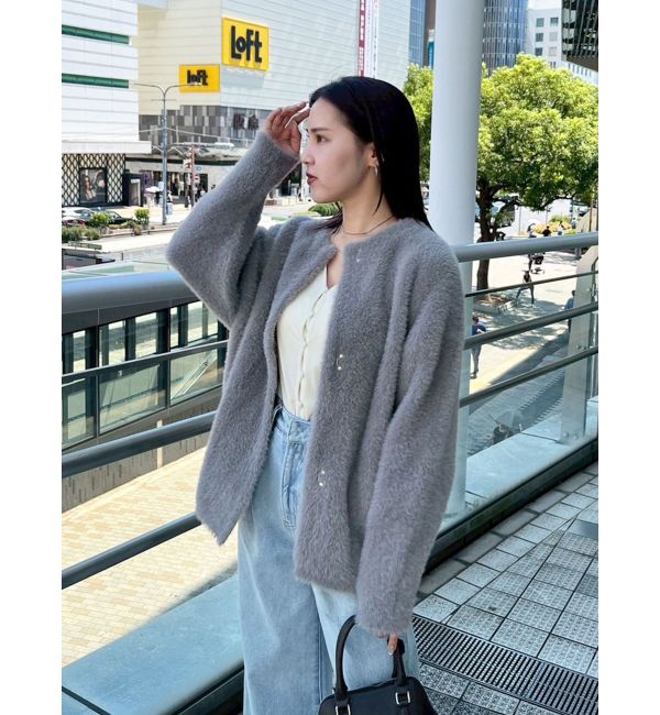 LAGUNAMOON「【REVIVAL】ミニシャギーセッケツニットカーデ」|カーディガン|