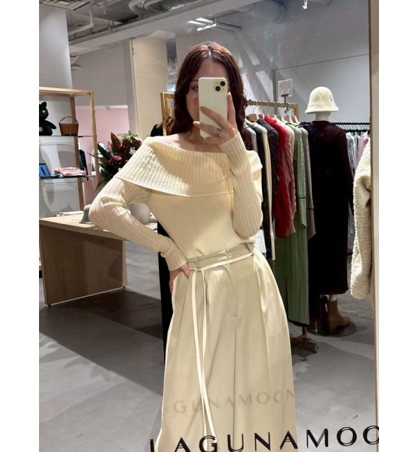 LAGUNAMOON「シアーオフショルニットプルオーバー」|ニット・セーター|