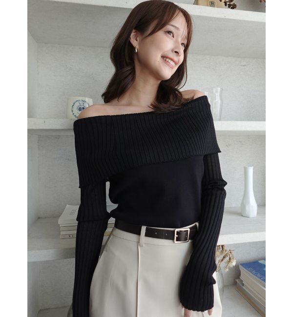 LAGUNAMOON「シアーオフショルニットプルオーバー」|ニット・セーター|