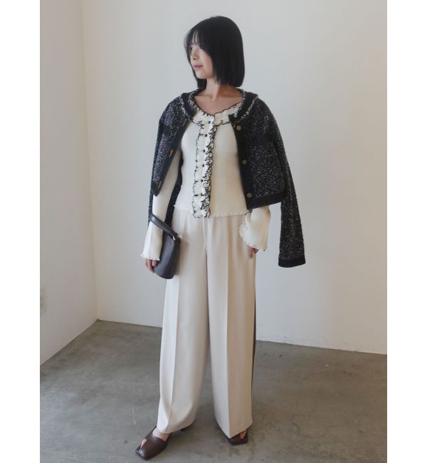 LAGUNAMOON「ツイードライクノーカラーデニムジャケット」|デニムジャケット|