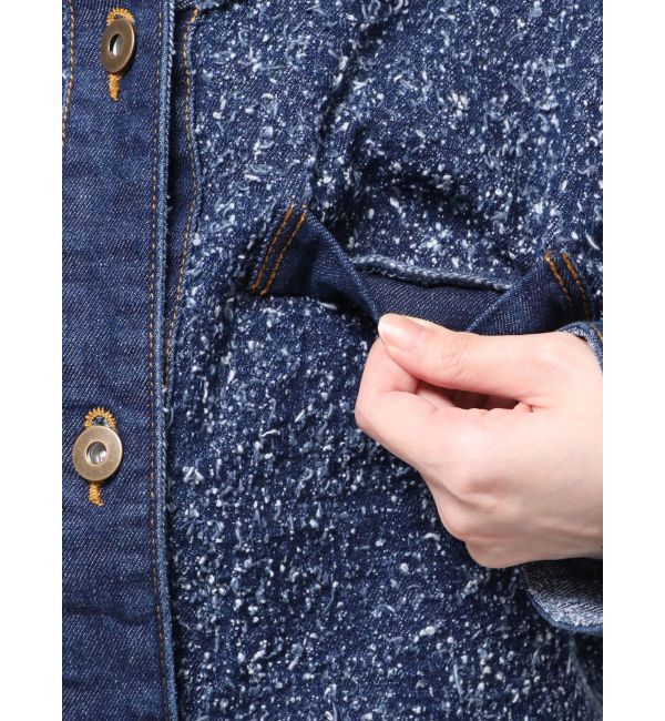 LAGUNAMOON「ツイードライクノーカラーデニムジャケット」|デニムジャケット|