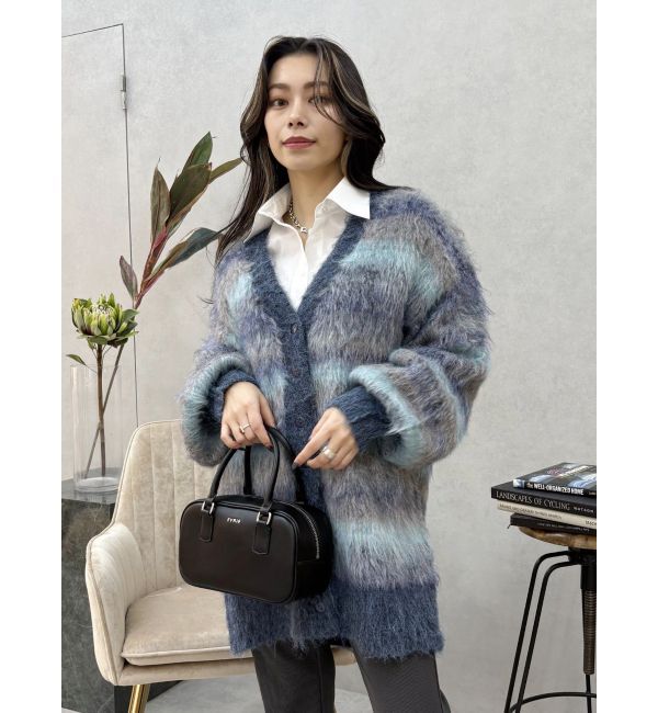 EVRIS「ソフトシャギーボーダーニットカーディガン」|カーディガン|