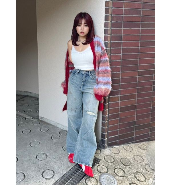 EVRIS「ソフトシャギーボーダーニットカーディガン」|カーディガン|