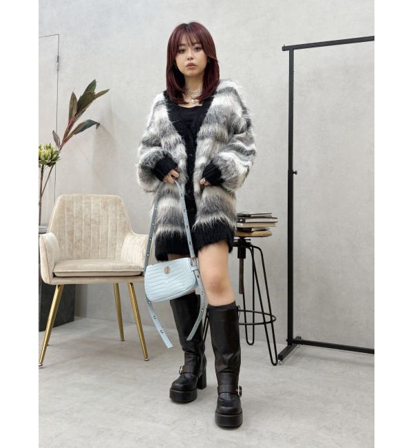 EVRIS「ソフトシャギーボーダーニットカーディガン」|カーディガン|