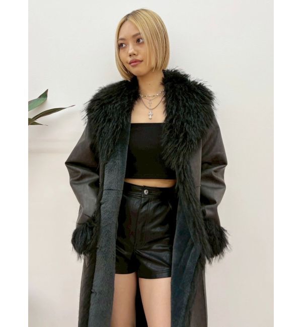 EVRIS「フェイクファームートンロングコート」|その他|