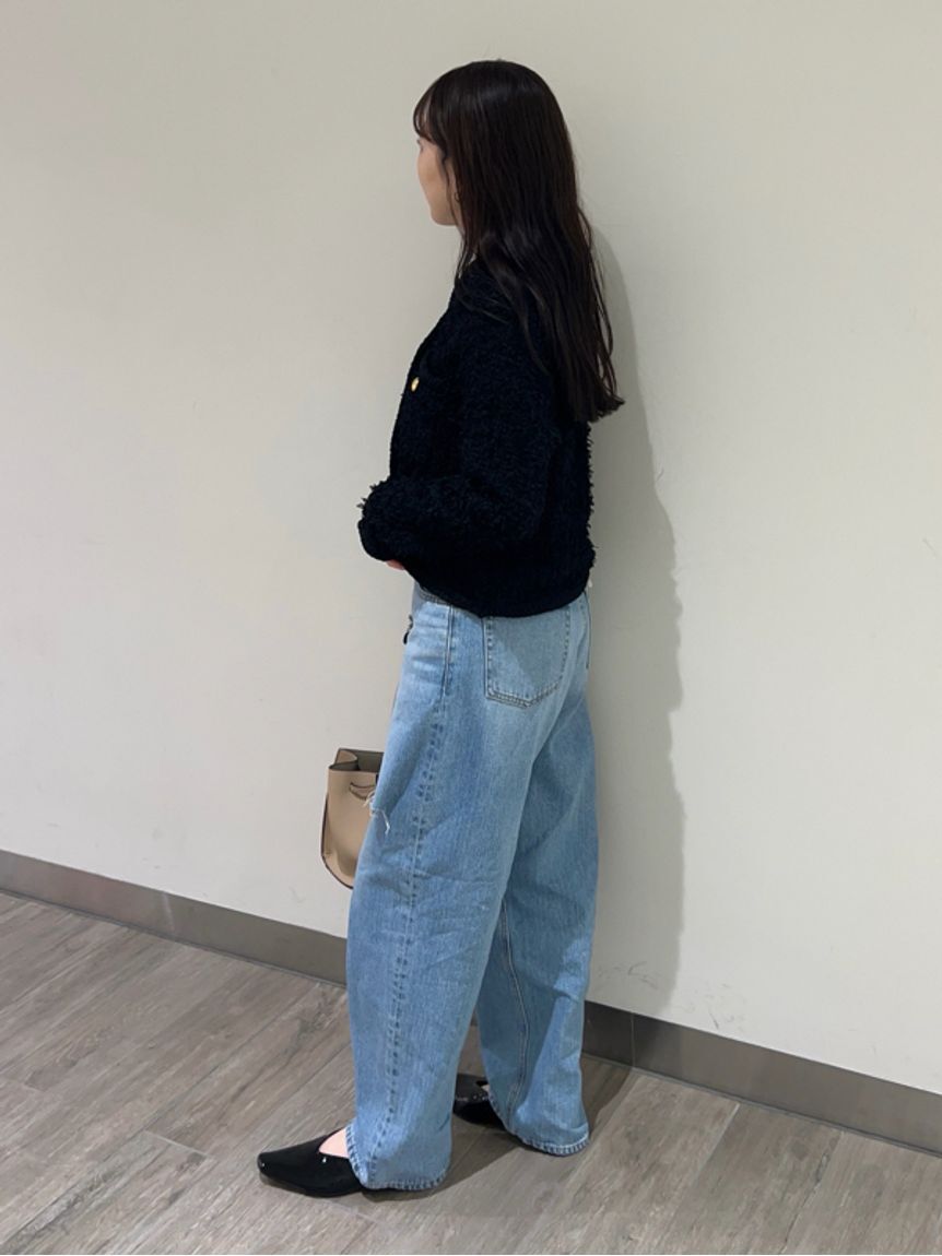 Mila Owen「【WEB限定00サイズ】ワイドテーパードカットアウトデニムパンツ」|デニム|