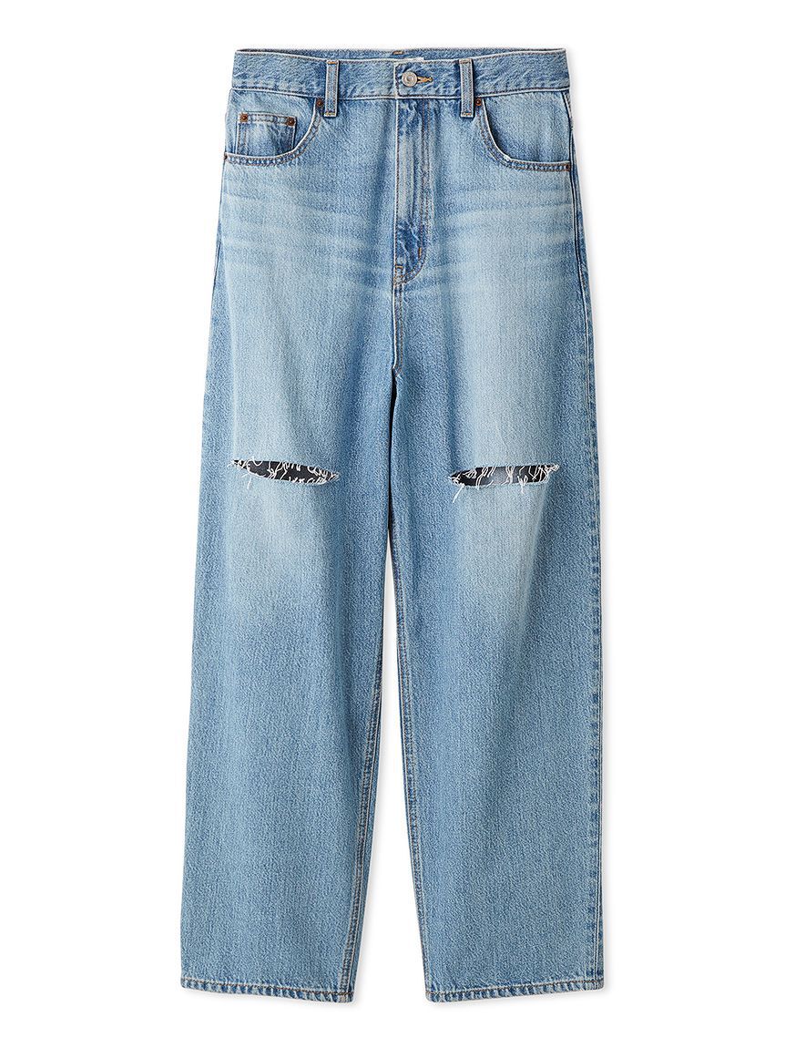 Mila Owen「【WEB限定00サイズ】ワイドテーパードカットアウトデニムパンツ」|デニム|