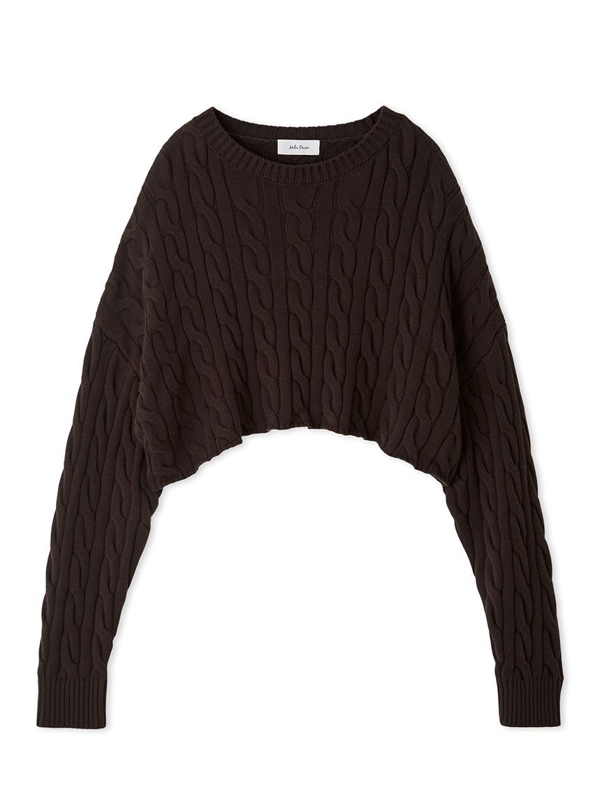 Mila Owen「【セットアイテム】シャツレイヤードケーブル短丈ニット」|ニット・セーター|