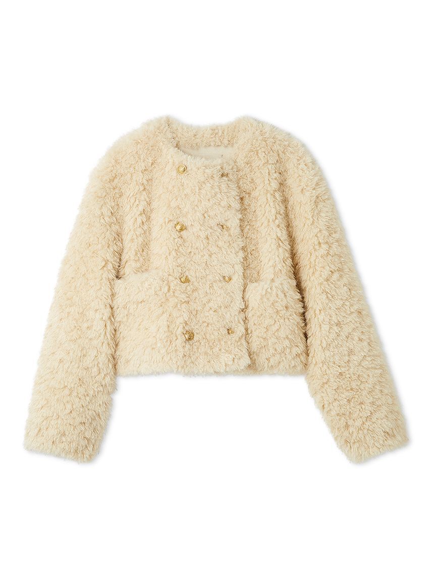 Mila Owen「金釦フェイクファー短丈ジャケット」|ノーカラージャケット|CRM