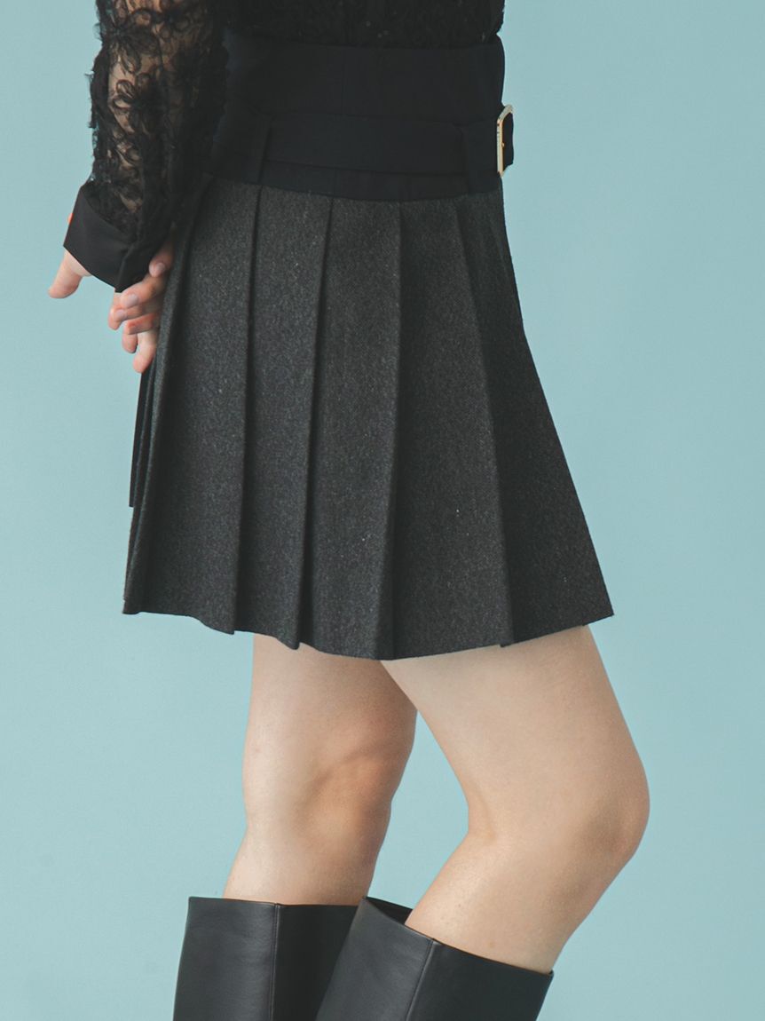 FURFUR「バイカラープリーツミニスカート」|スカート|