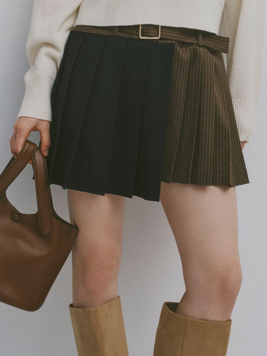 FURFUR「バイカラープリーツミニスカート」|スカート|BRW