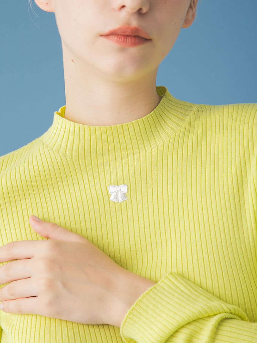 FURFUR「【限定カラー】リボン刺繍リブニットトップス」|ニット・セーター|