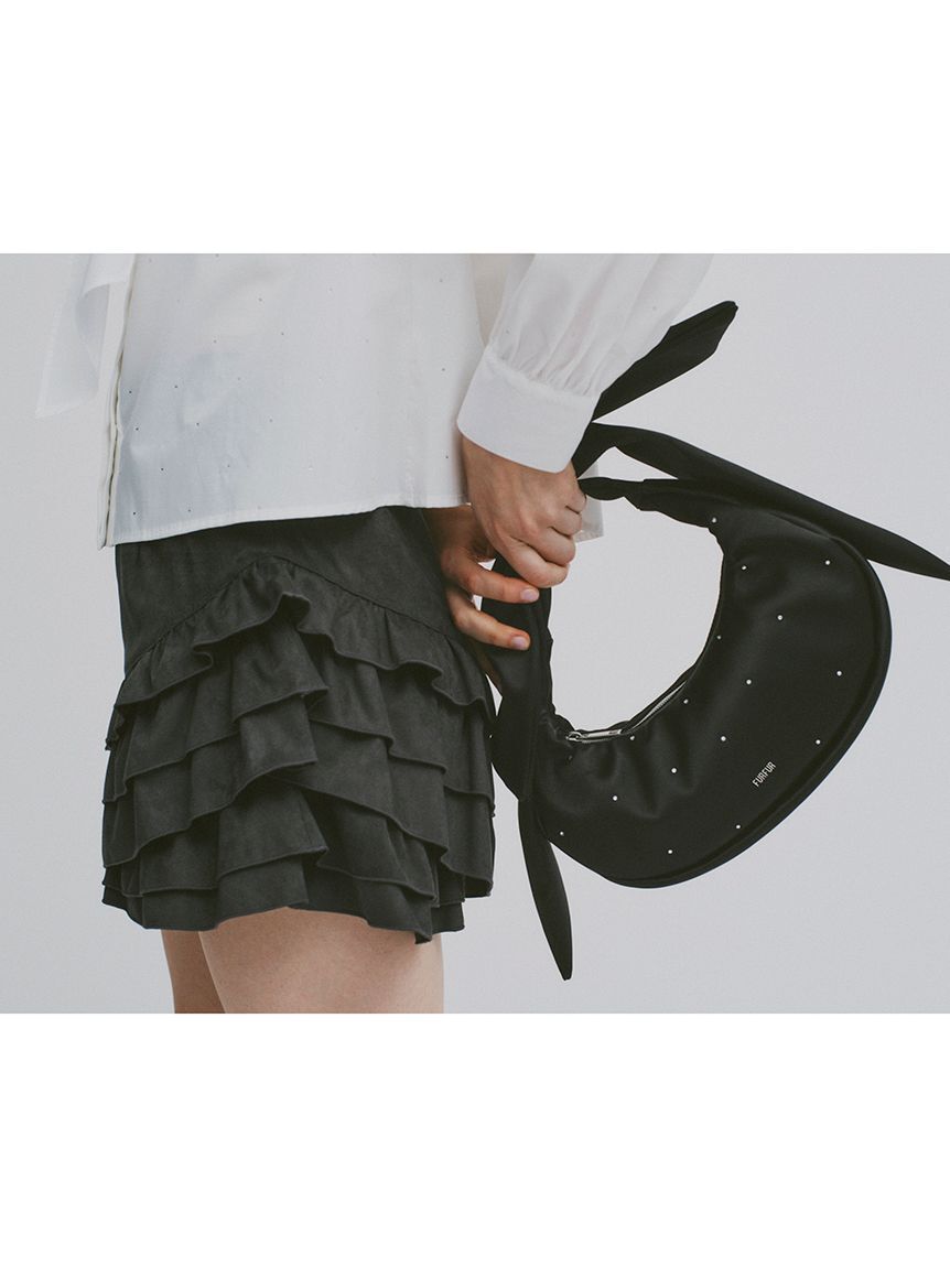 FURFUR「リボンハンドルサテンムーンバッグ」|ハンドバッグ|