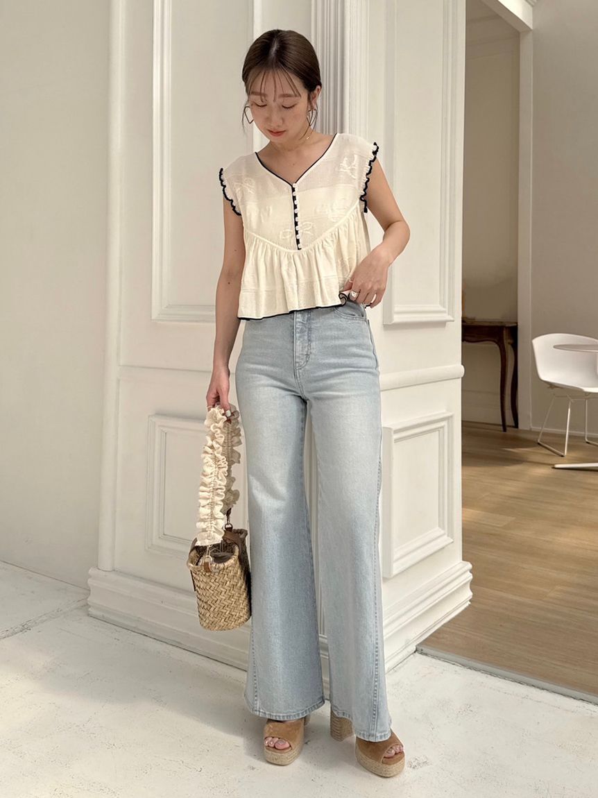 SNIDEL「【00サイズあり】Sustainableストレッチフレアデニムパンツ」|デニム|