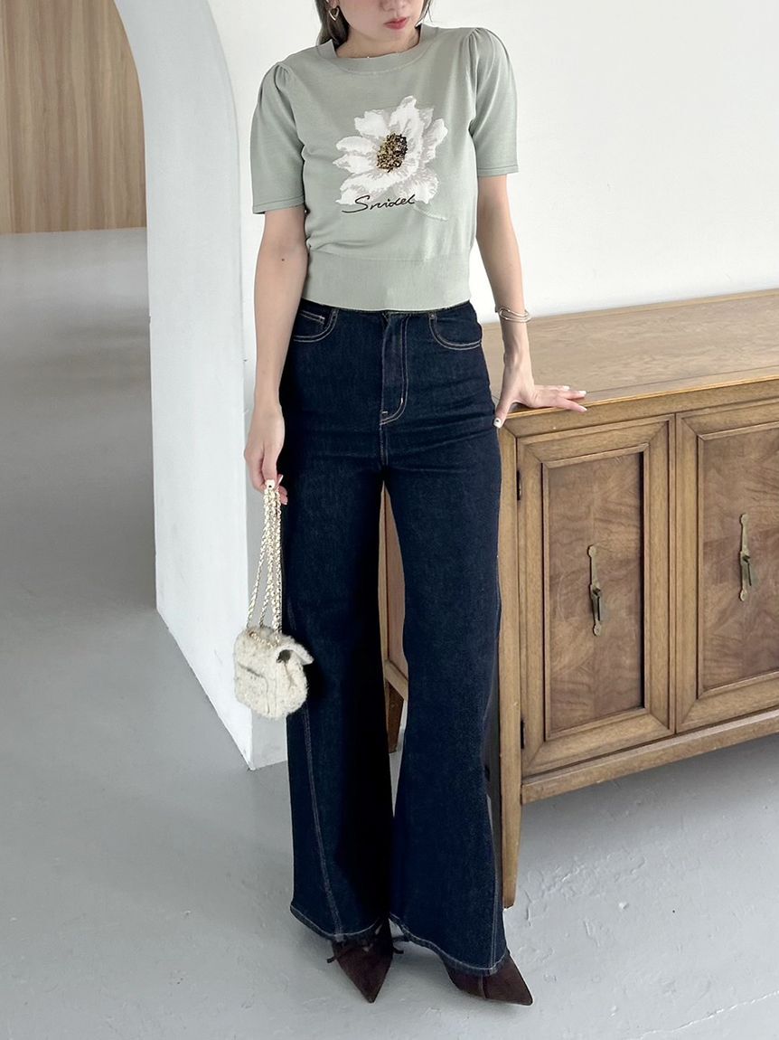 SNIDEL「【00サイズあり】Sustainableストレッチフレアデニムパンツ」|デニム|