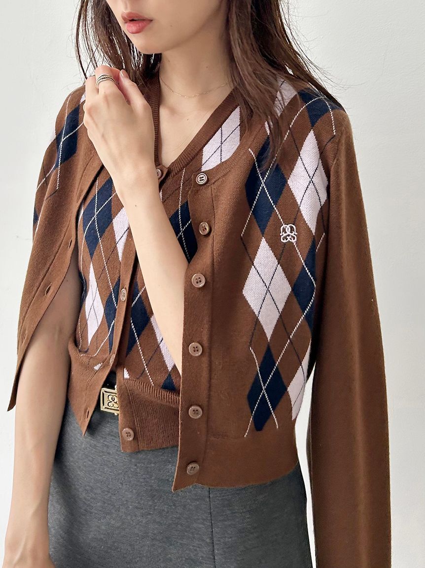 SNIDEL「アーガイルカーディガン」|カーディガン|