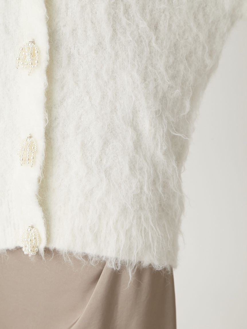 FRAY I.D「パールリボンシャギーミドルＶネックカーディガン」|カーディガン|