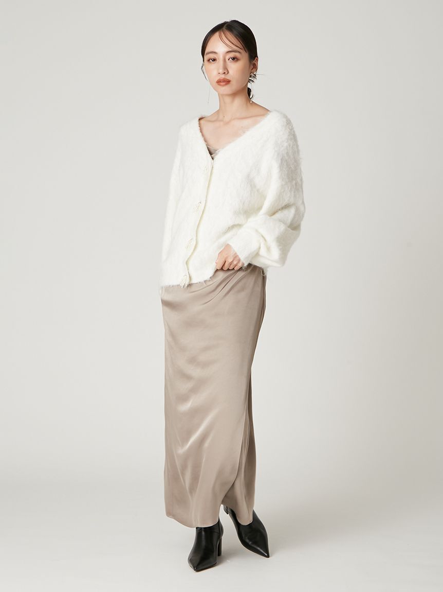 FRAY I.D「パールリボンシャギーミドルＶネックカーディガン」|カーディガン|